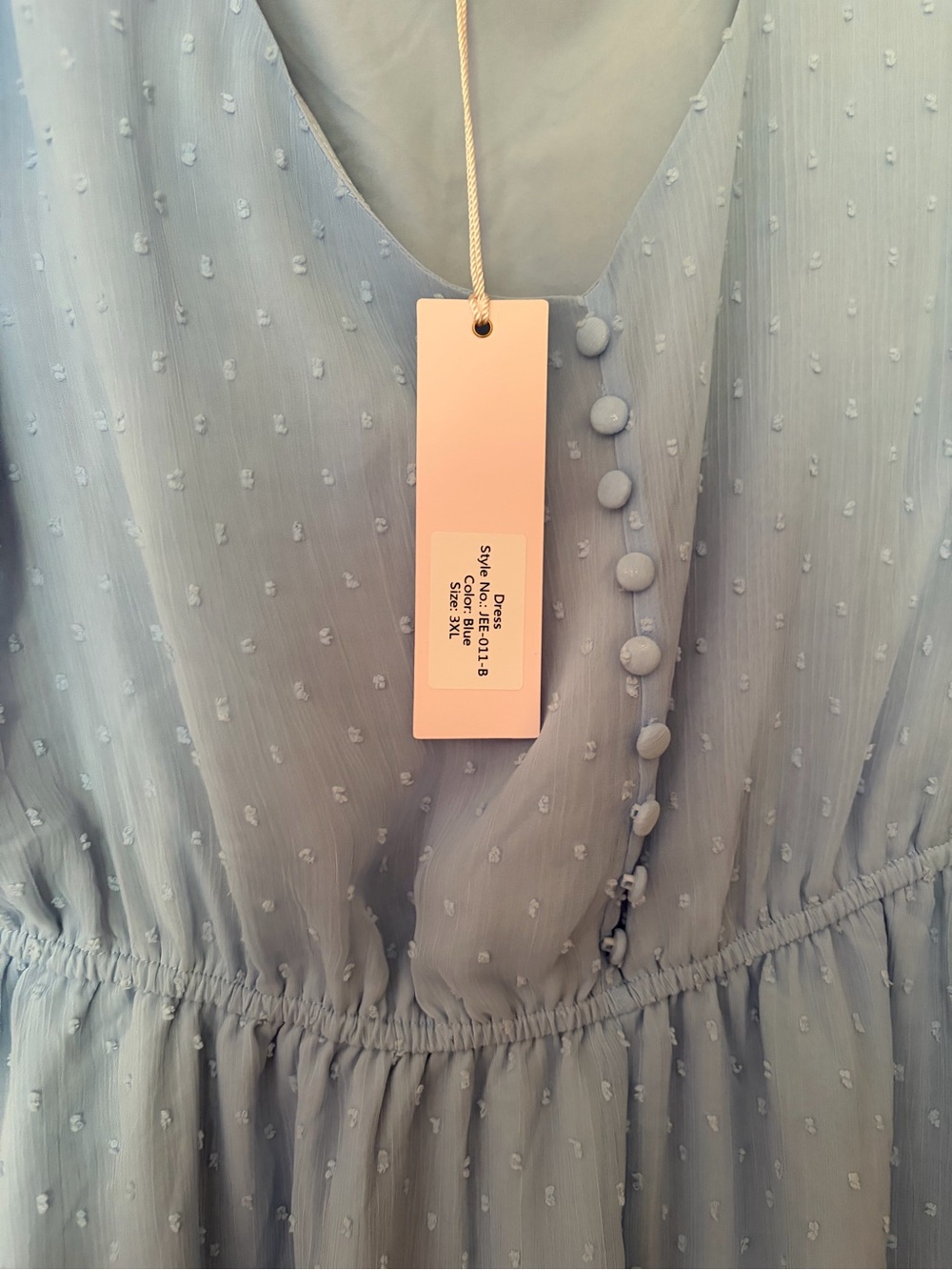 JessaKae Sky Blue Puff-Sleeve Midi Dress Size 3XL Polka Dots NWT - Picture 4 of 6